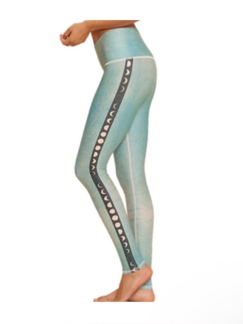 Teeki- Women’s M- Teal Gradient Moon-Stripe Leggings - Made in 🇺🇸 - Picture 2 of 6